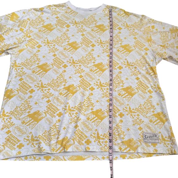 Vintage Marithé François Girbaud All Over Print T-Shirt 2XL Yellow Graphic - Picture 6 of 10